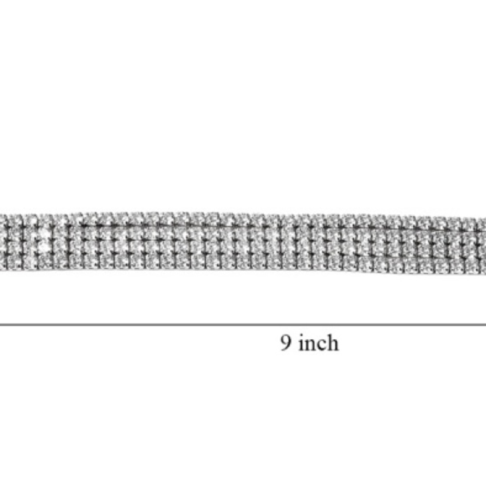 Finest CZ Multi Row Bracelet. Rhodium over sterling silver. New